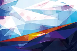 平面構成で抽象的に水平線を表現したポスター